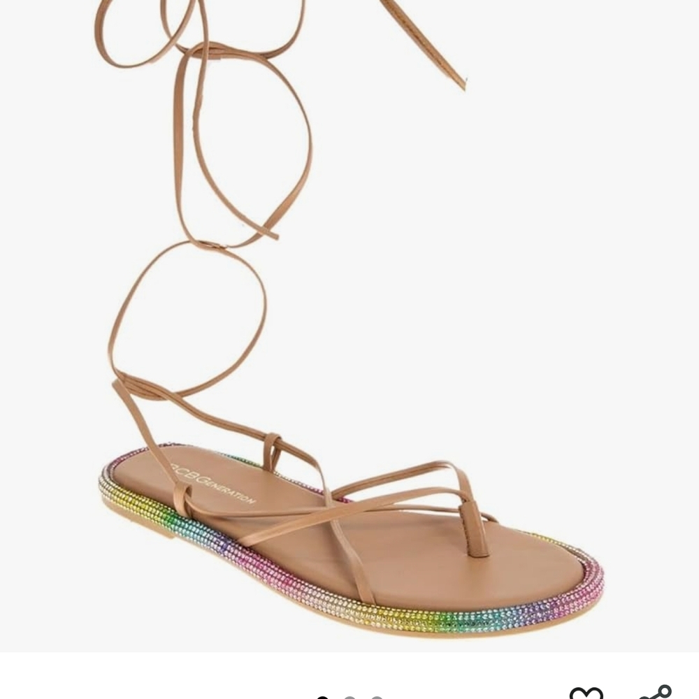 BCBGeneration Tan Sandals with Rainbow Trim